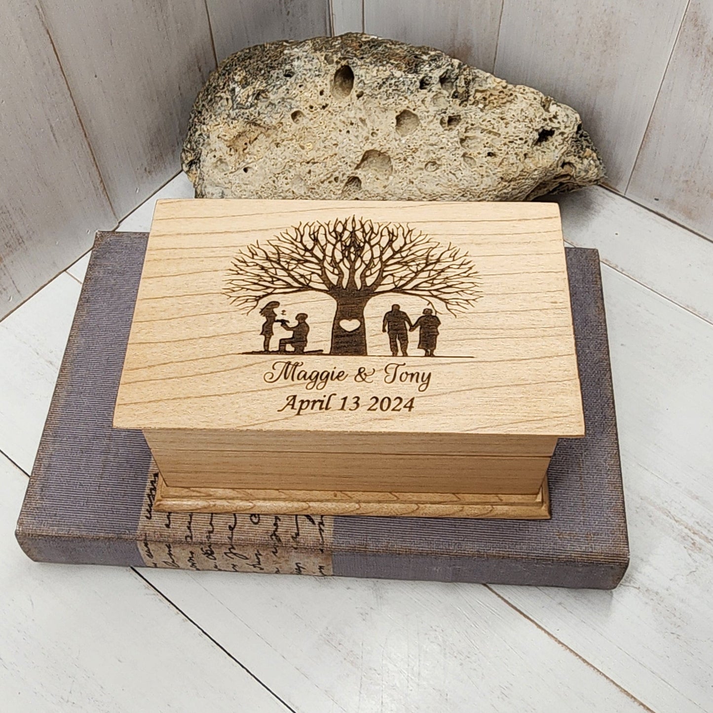 Custom anniversary music box with your song and engraving. Handmade in 7 business days in our small family workshop.