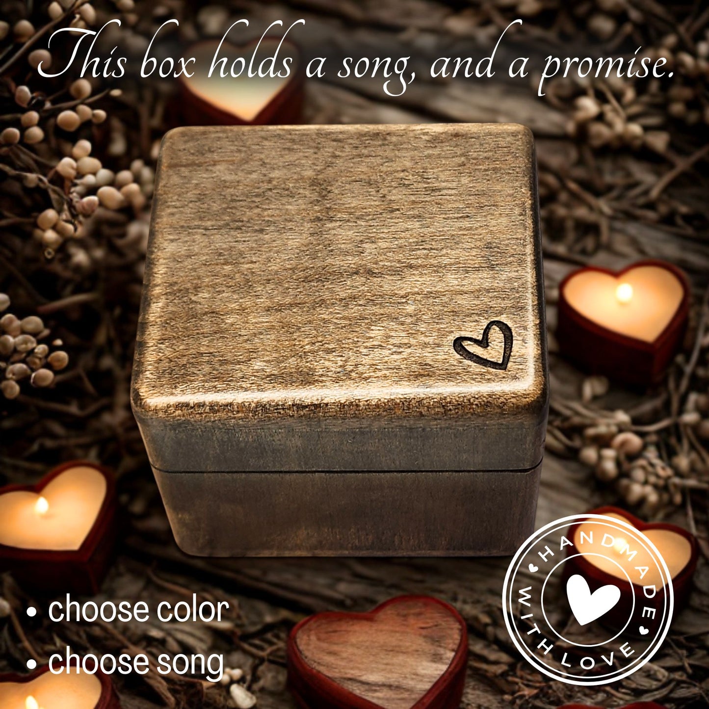 Custom Heart Ring Box with Music – Personalized Song & Engraving Options