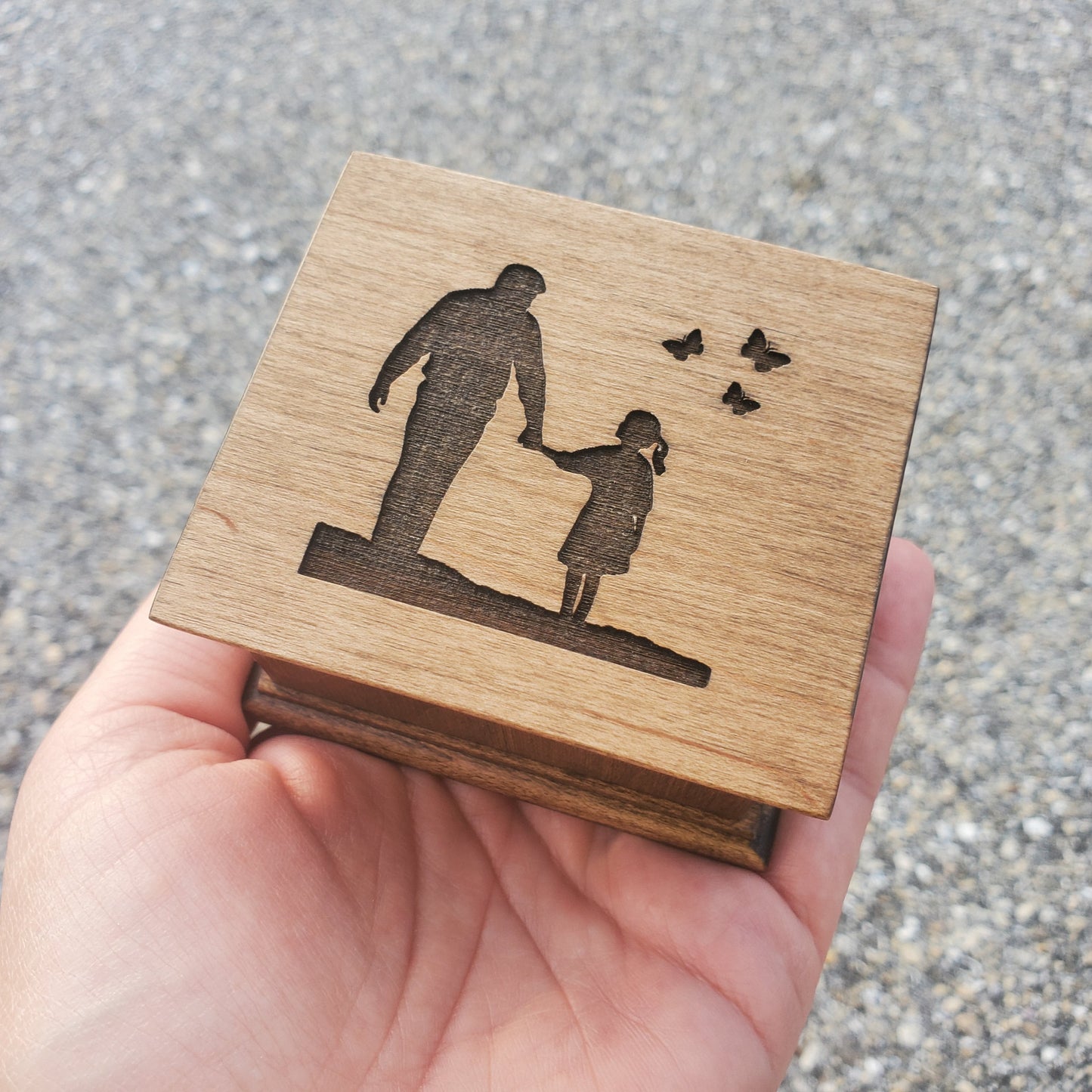 My Little Girl engraved music box with dad and daughter image your choice of your color and song