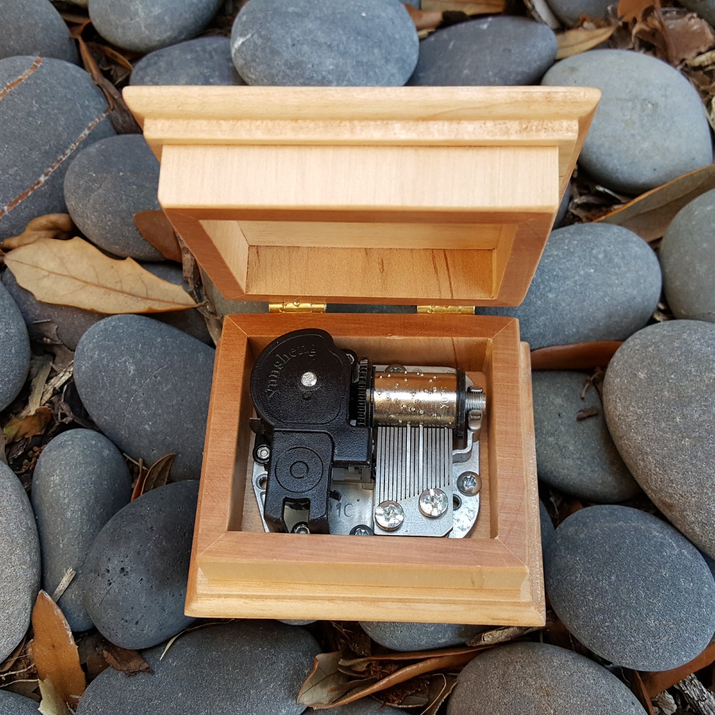 music box with wind up music box movement inside. music box by simplycoolgifts