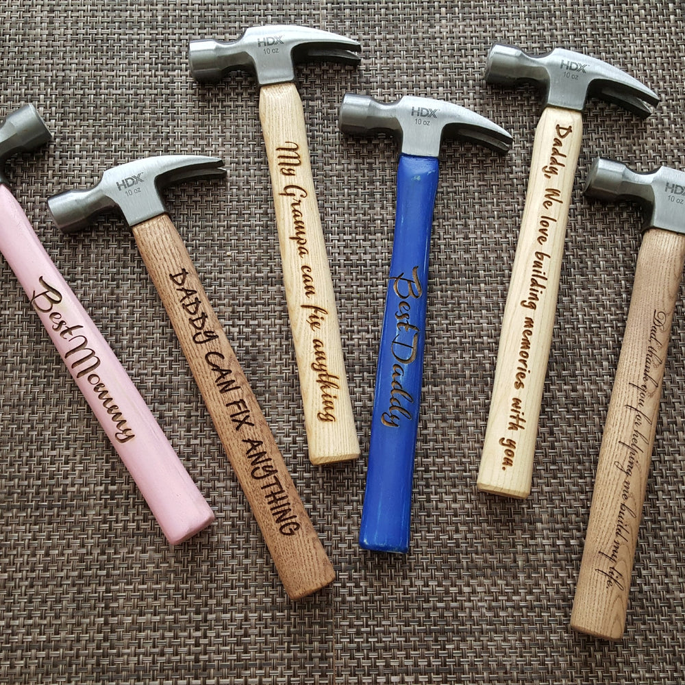 Original personalized engraved hammers in several finishes