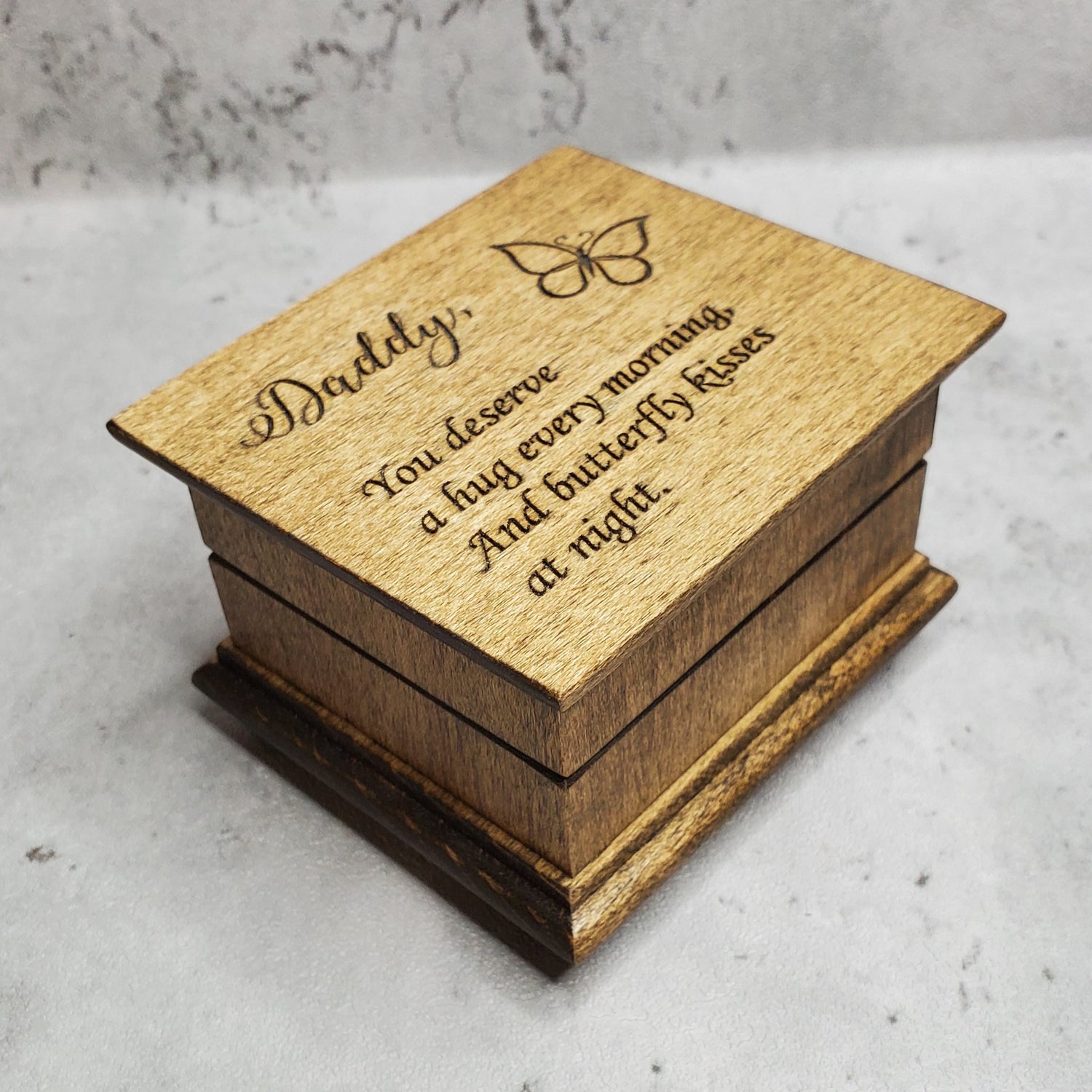 Daddy gift with Dad quote on the top along with butterfly image