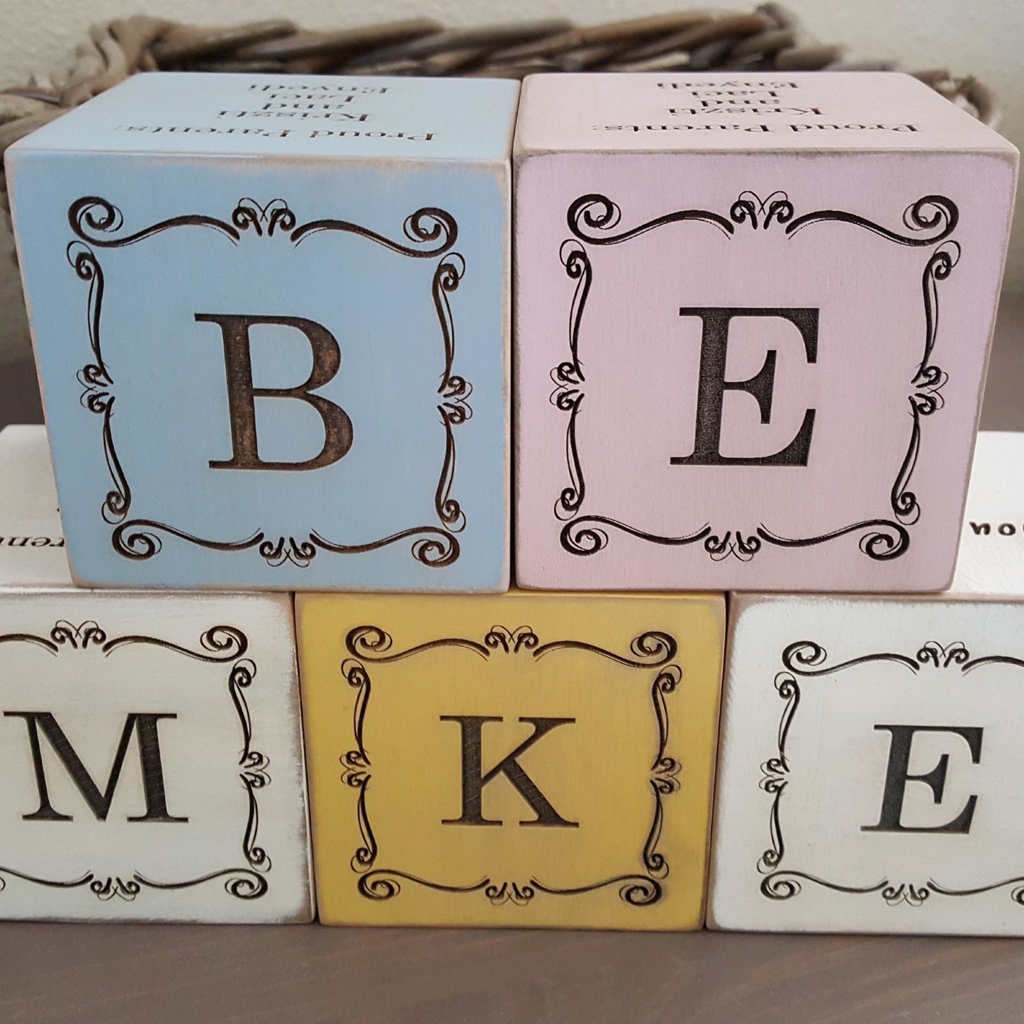 monogrammed baby block, nursery decor
