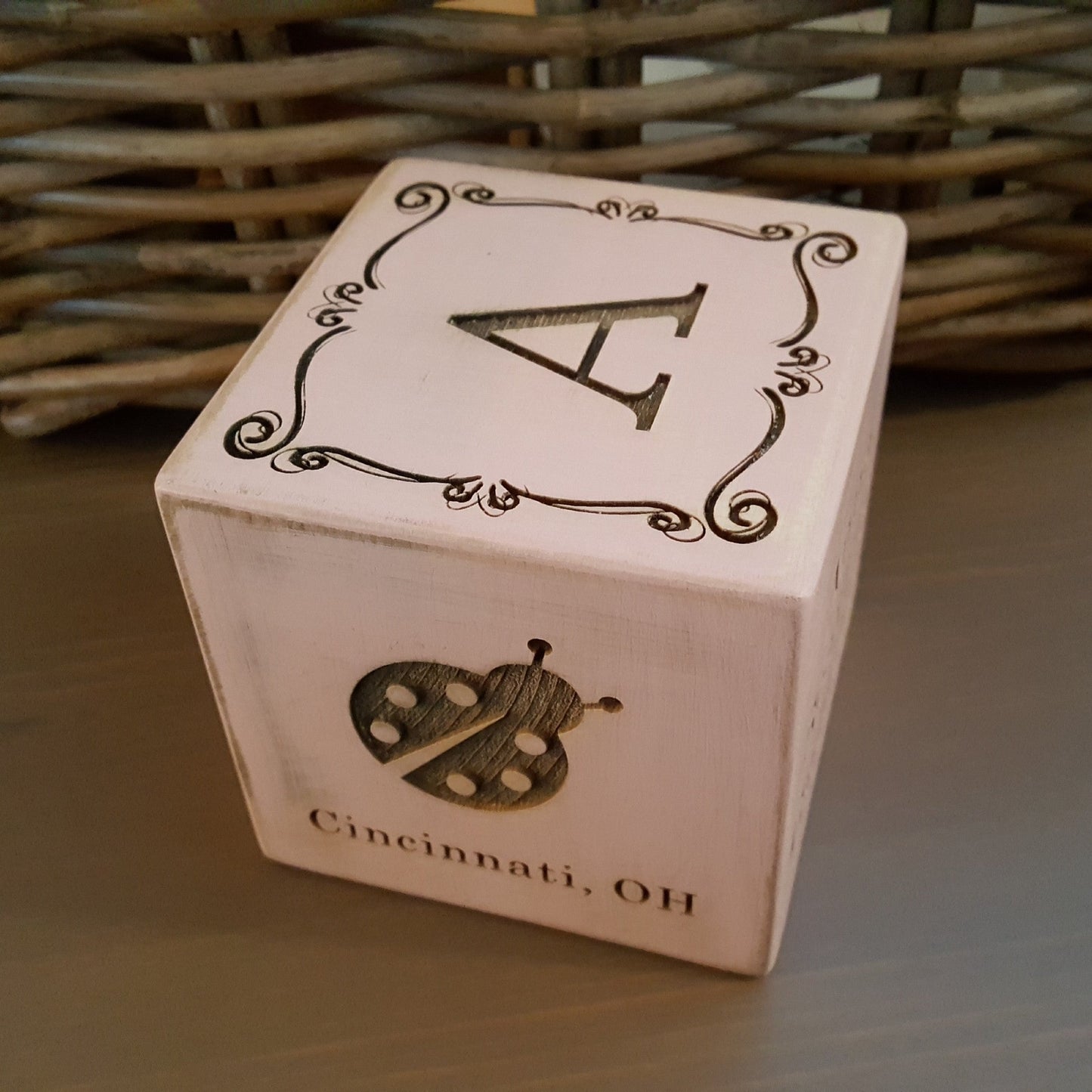 personalized baby block, wooden cube