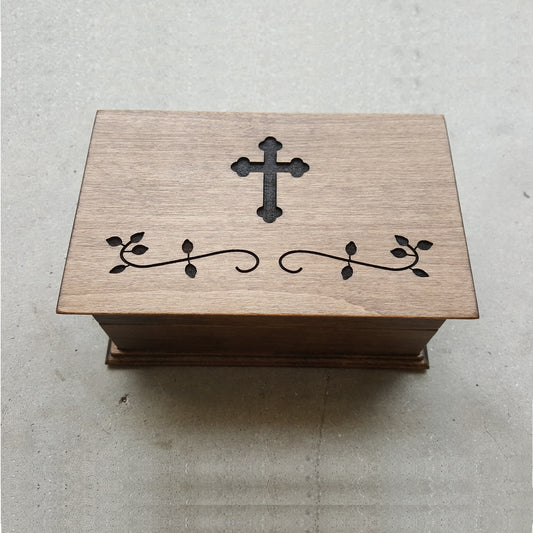Baptism Keepsake Box with cross engraving on the top, choose color and song, personalize