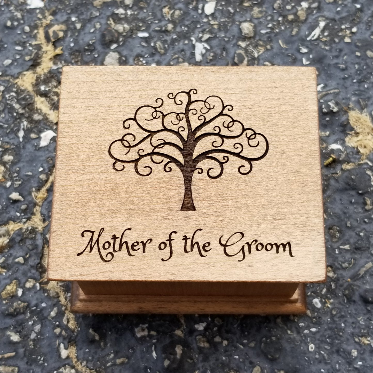 Mother of the Groom box, wooden music box with Mother of the Groom with tree of life engraved on top, choose color and song
