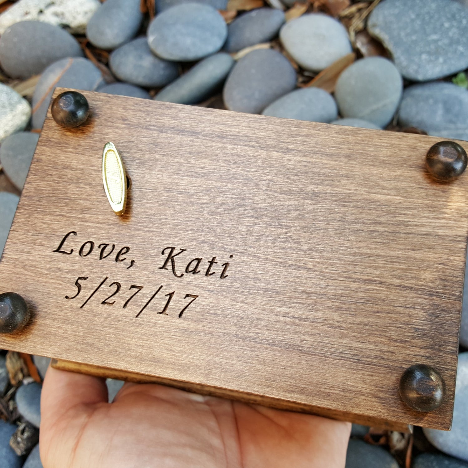 customized engraving on the bottom side of the jewelry box