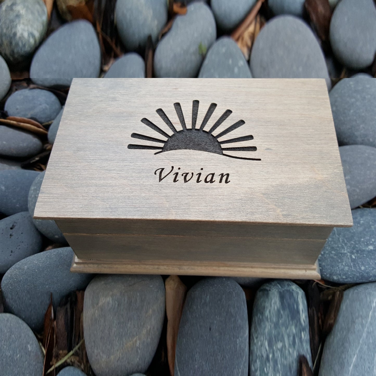 Sunshine box with name engraved on top with built in music player