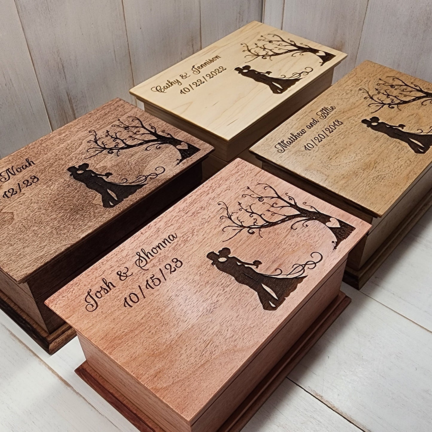 Personalized Wedding Music Jewelry Box with Names & Date – Custom Song Keepsake, Handmade Wooden Wedding Gift