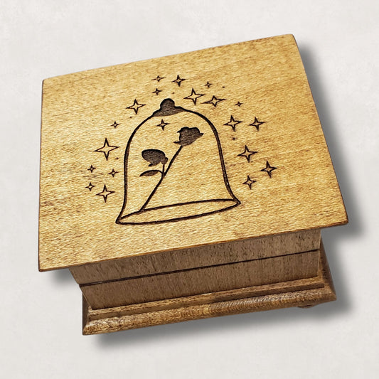 Personalized Music Box with Rose Under Glass Engraving