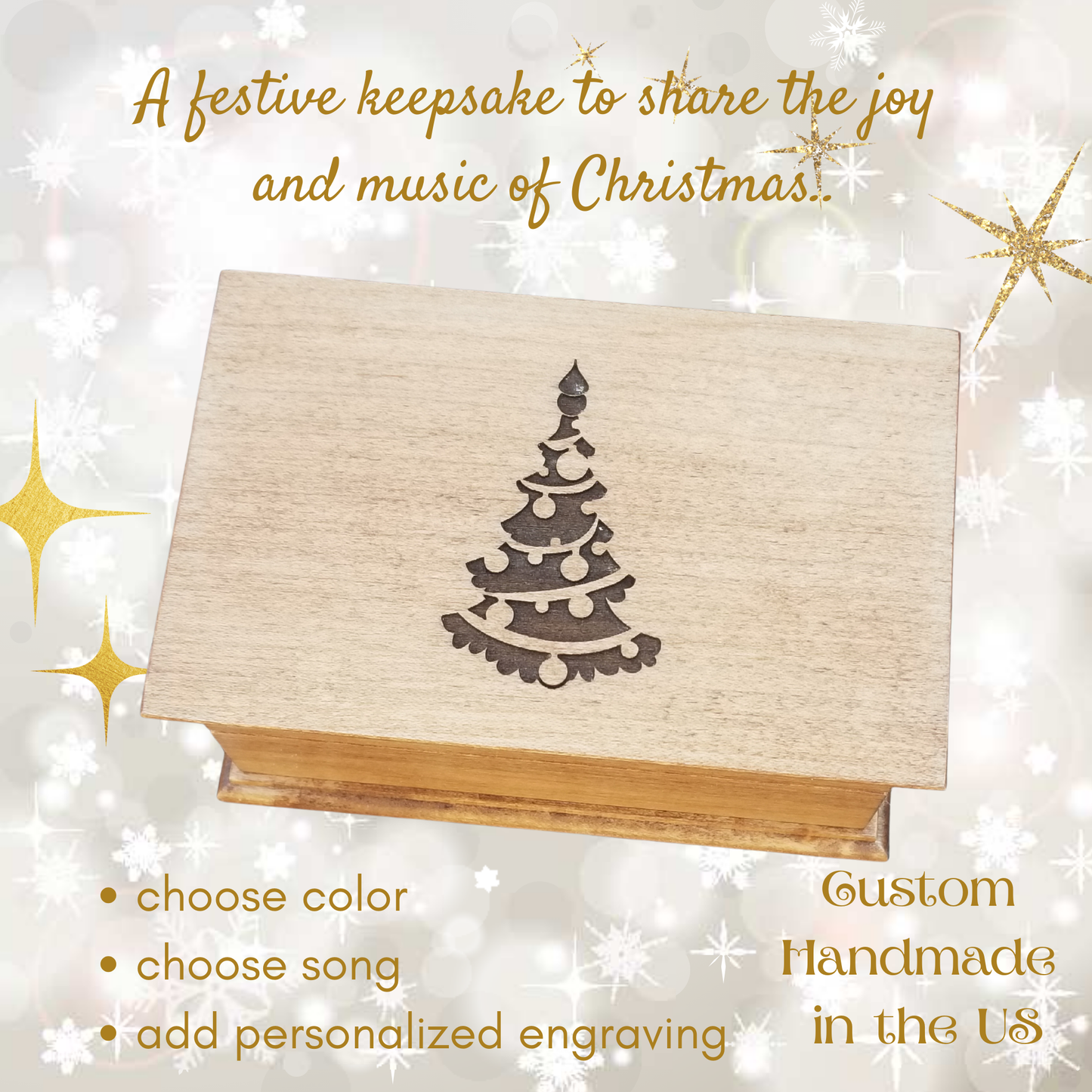 Personalized holiday music box gift with custom song

