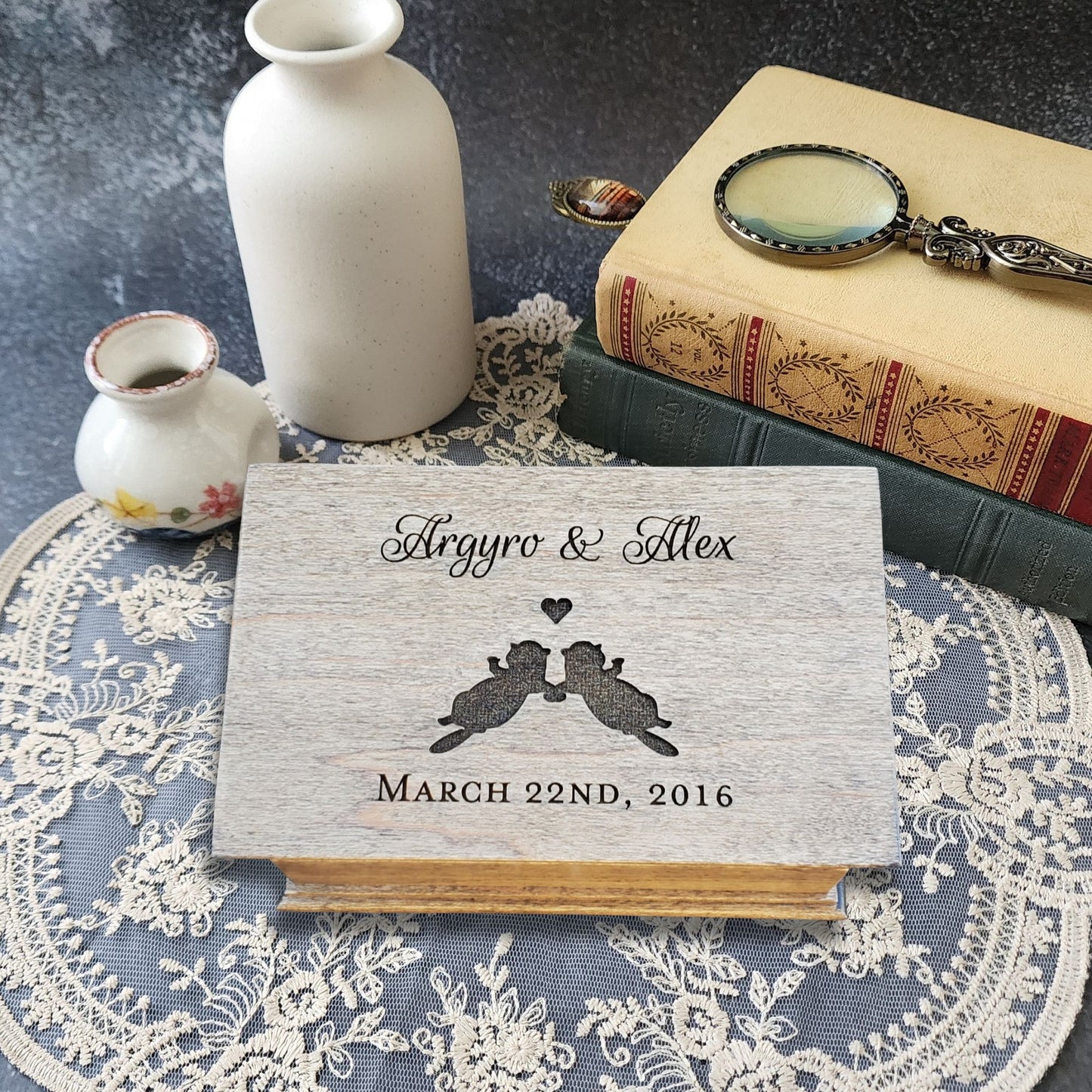 Personalized Wedding Jewelry Box with Custom Song – Otter Engraved Keepsake Gift