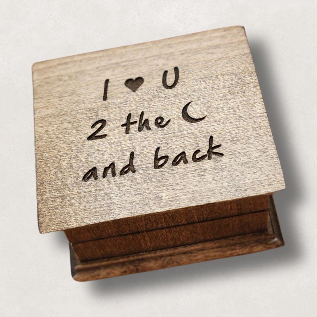 Music Box I Love You to the Moon and Back  – Personalized Small Wind-Up Wooden Box