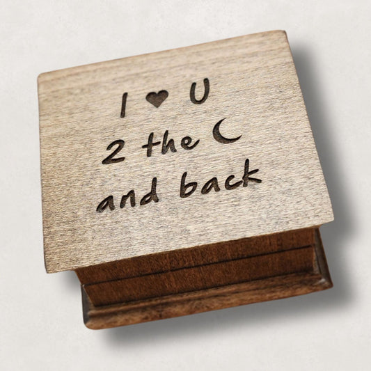 Music Box I Love You to the Moon and Back  – Personalized Small Wind-Up Wooden Box