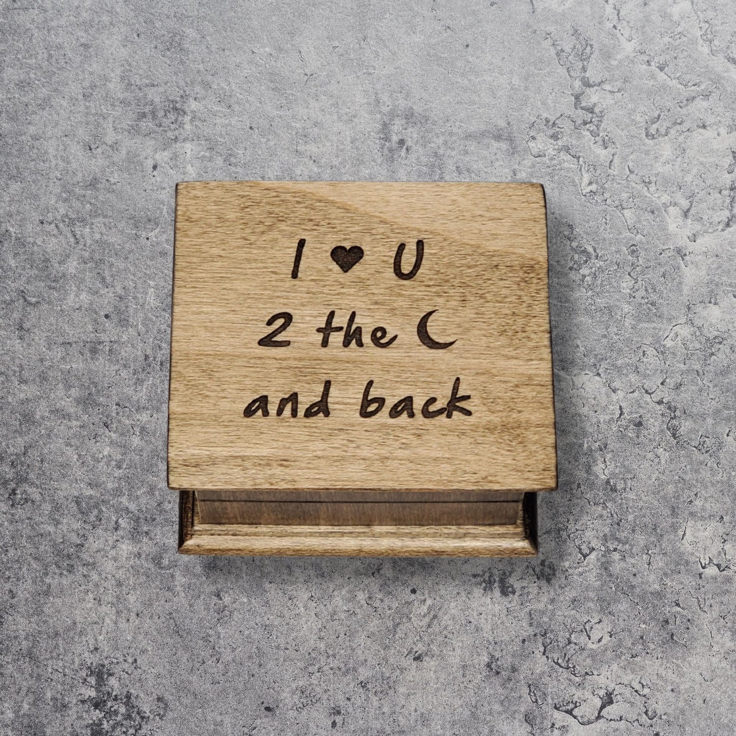 Music Box I Love You to the Moon and Back  – Personalized Small Wind-Up Wooden Box