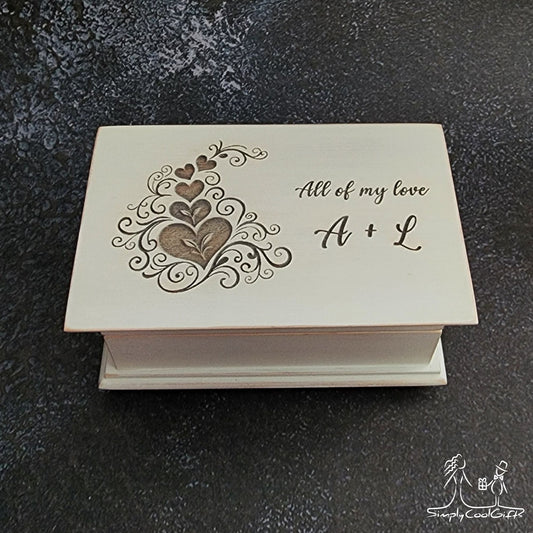 Personalized Wind Up Music Box Jewelry Box – A Gift Filled With Love & Music – Choose Your Song – Anniversary Keepsake for Her