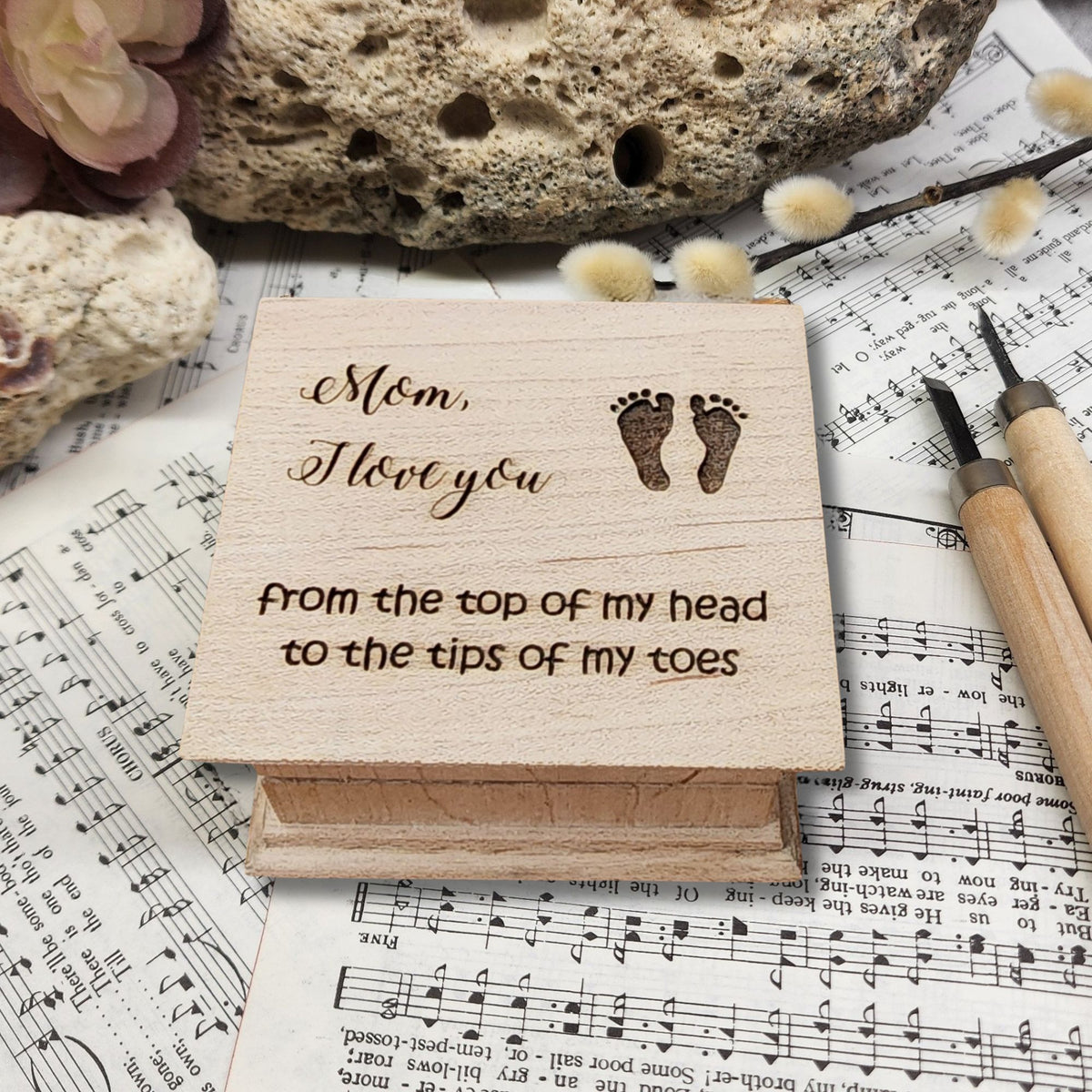 Mom Music Box Gift – Engraved Wooden Music Box from Baby – Choose Your Song