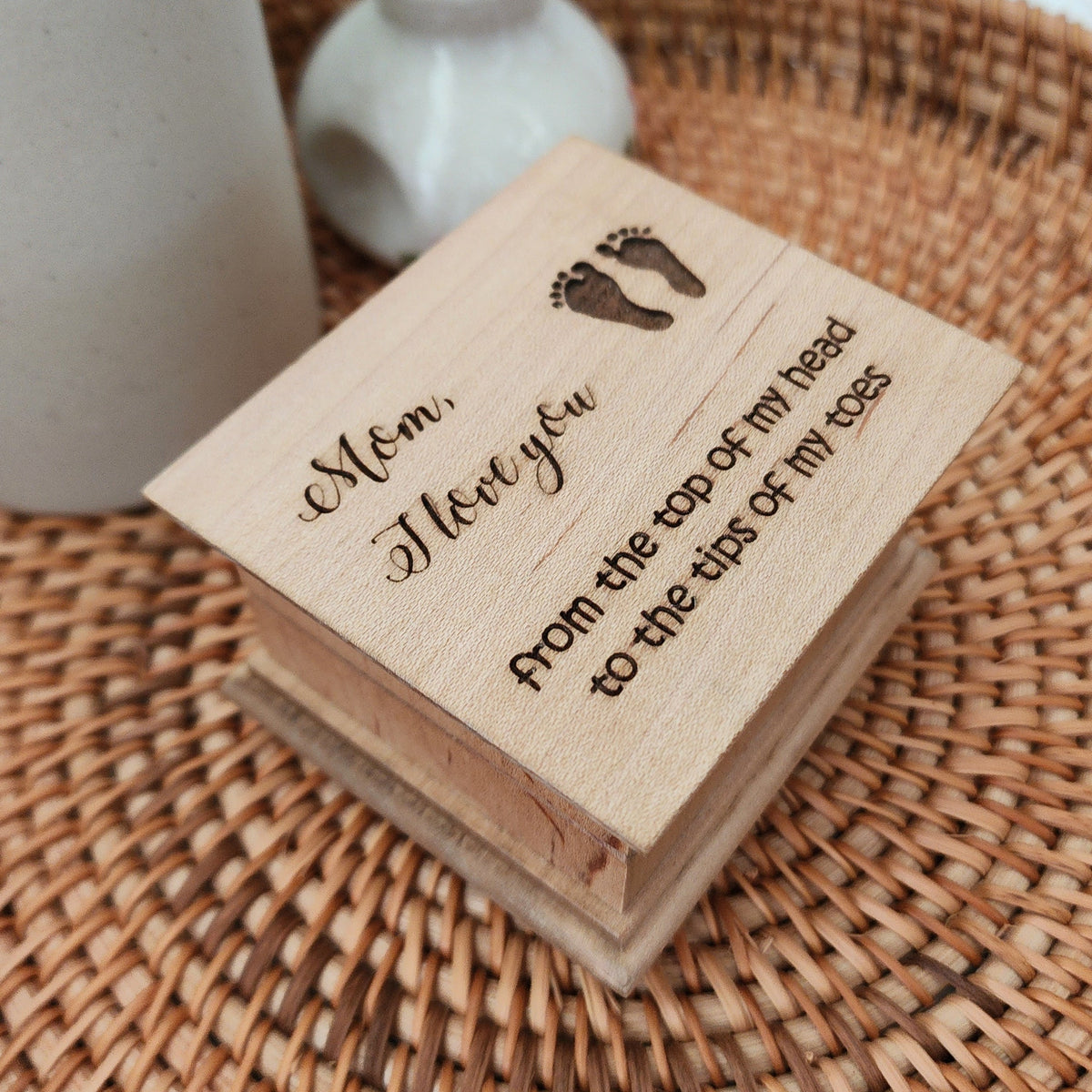 Mom Music Box Gift – Engraved Wooden Music Box from Baby – Choose Your Song