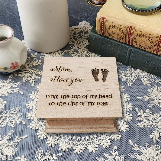 Mom Music Box Gift – Engraved Wooden Music Box from Baby – Choose Your Song