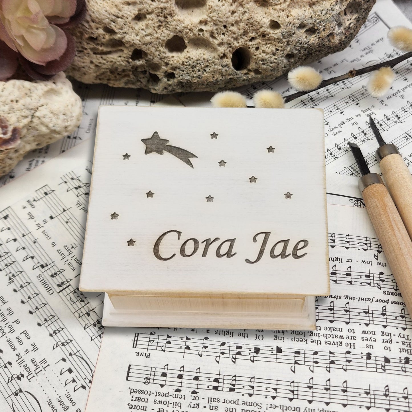 Personalized Shooting Star Music Box – Custom Baby Keepsake with Name