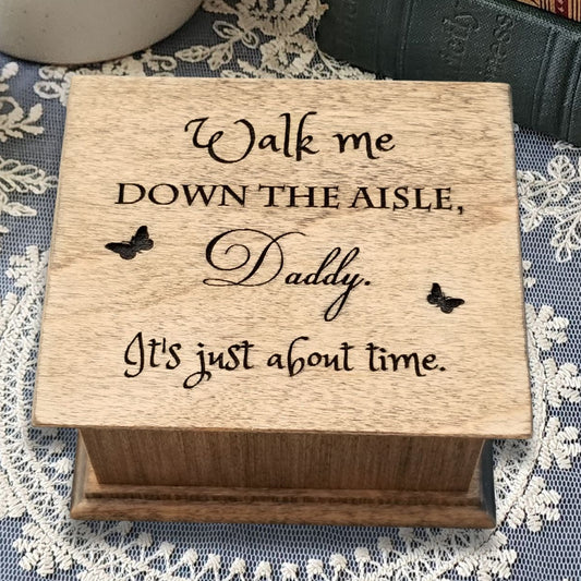 Father of the bride wooden music box engraved walk me down the aisle daddy wedding gift