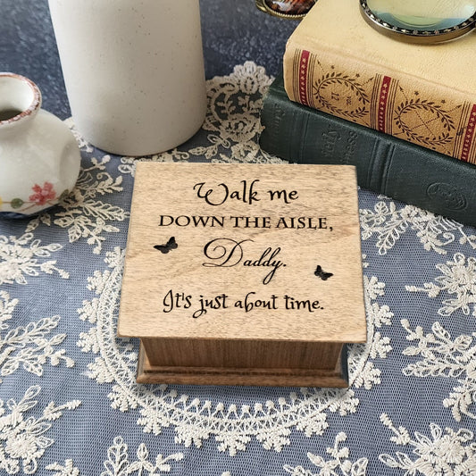 Father of the bride wooden music box engraved walk me down the aisle daddy wedding gift
