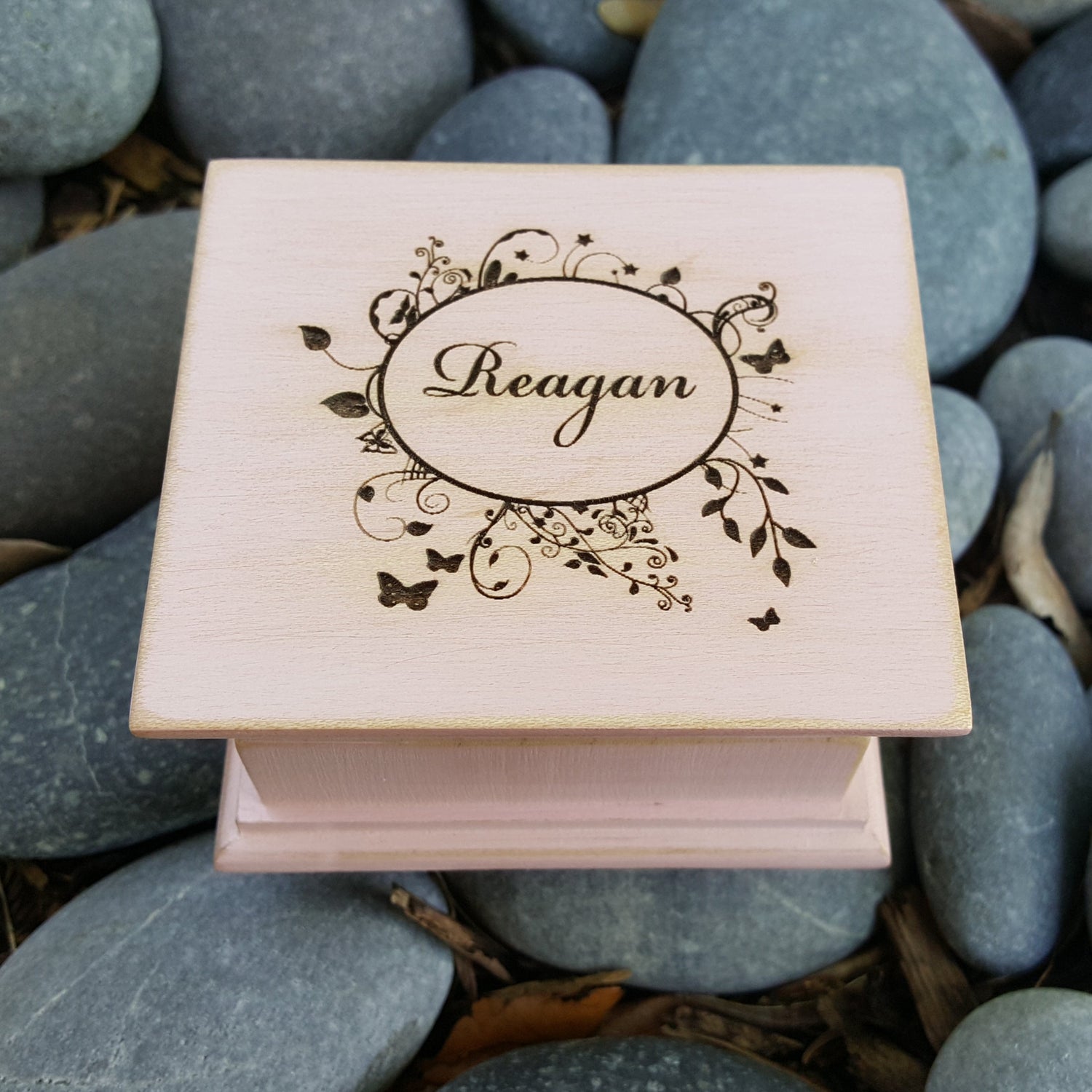music box with name engraved on top, choose color and song
