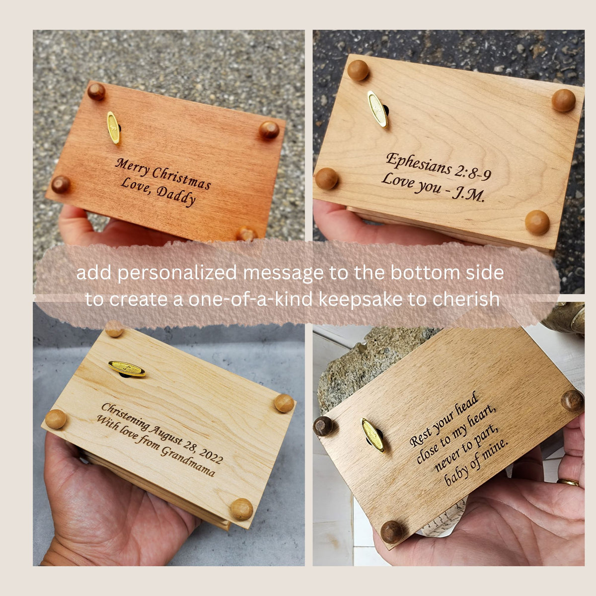 personalized jewelry box additional engraving samples on the bottom side