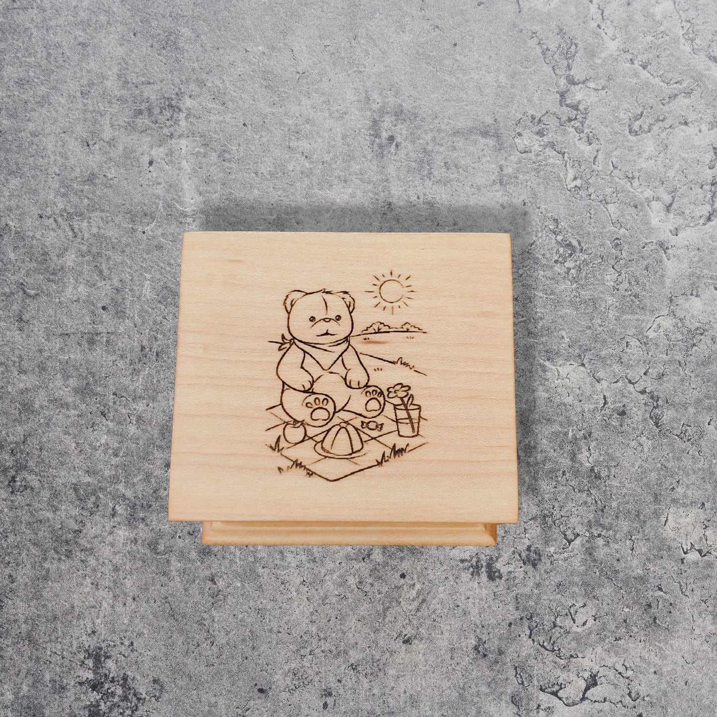 Personalized Small Wind-Up Music Box – Teddy Bear Picnic Engraving