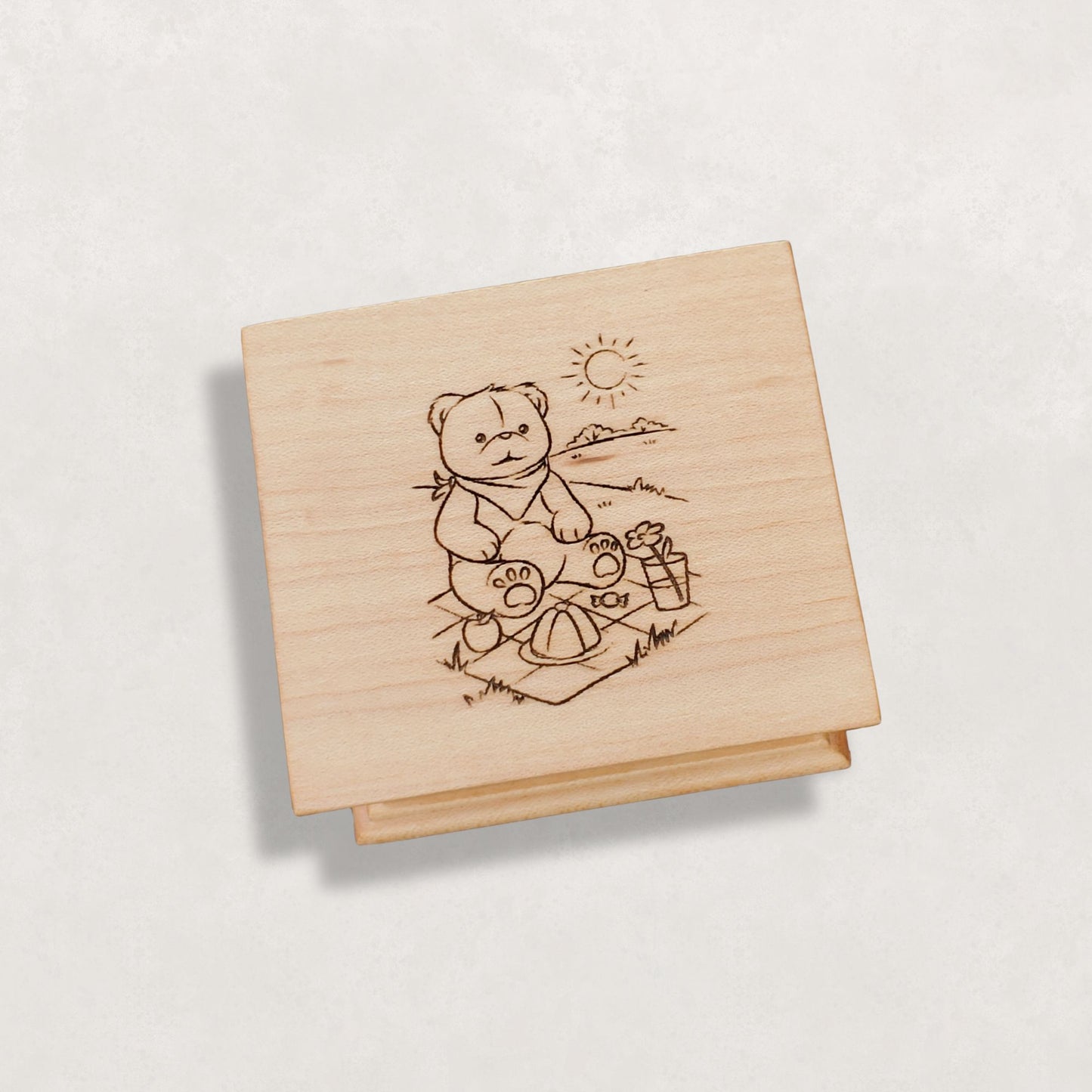 Personalized Small Wind-Up Music Box – Teddy Bear Picnic Engraving