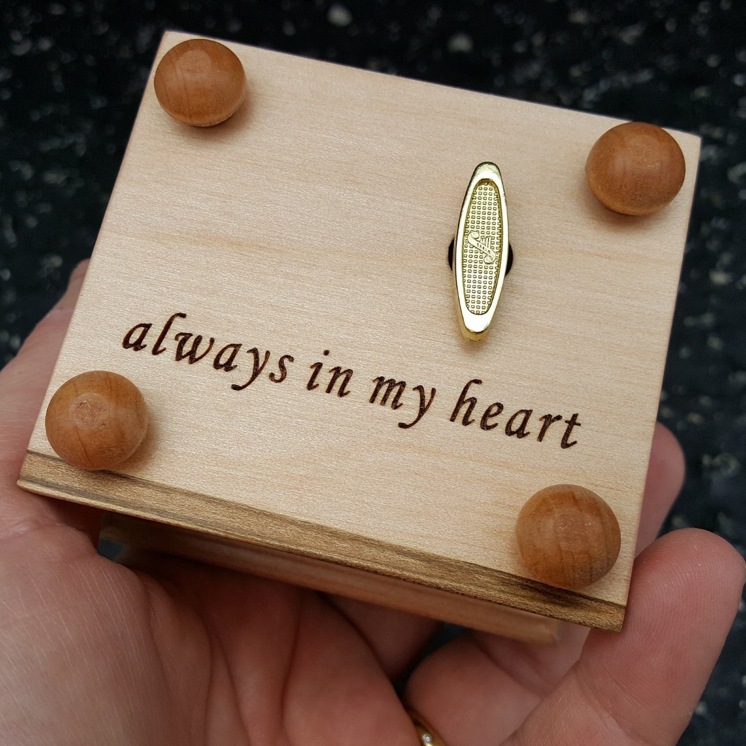 Music box with personalized engraving on the bottom side of the box, music box by Simplycoolgifts