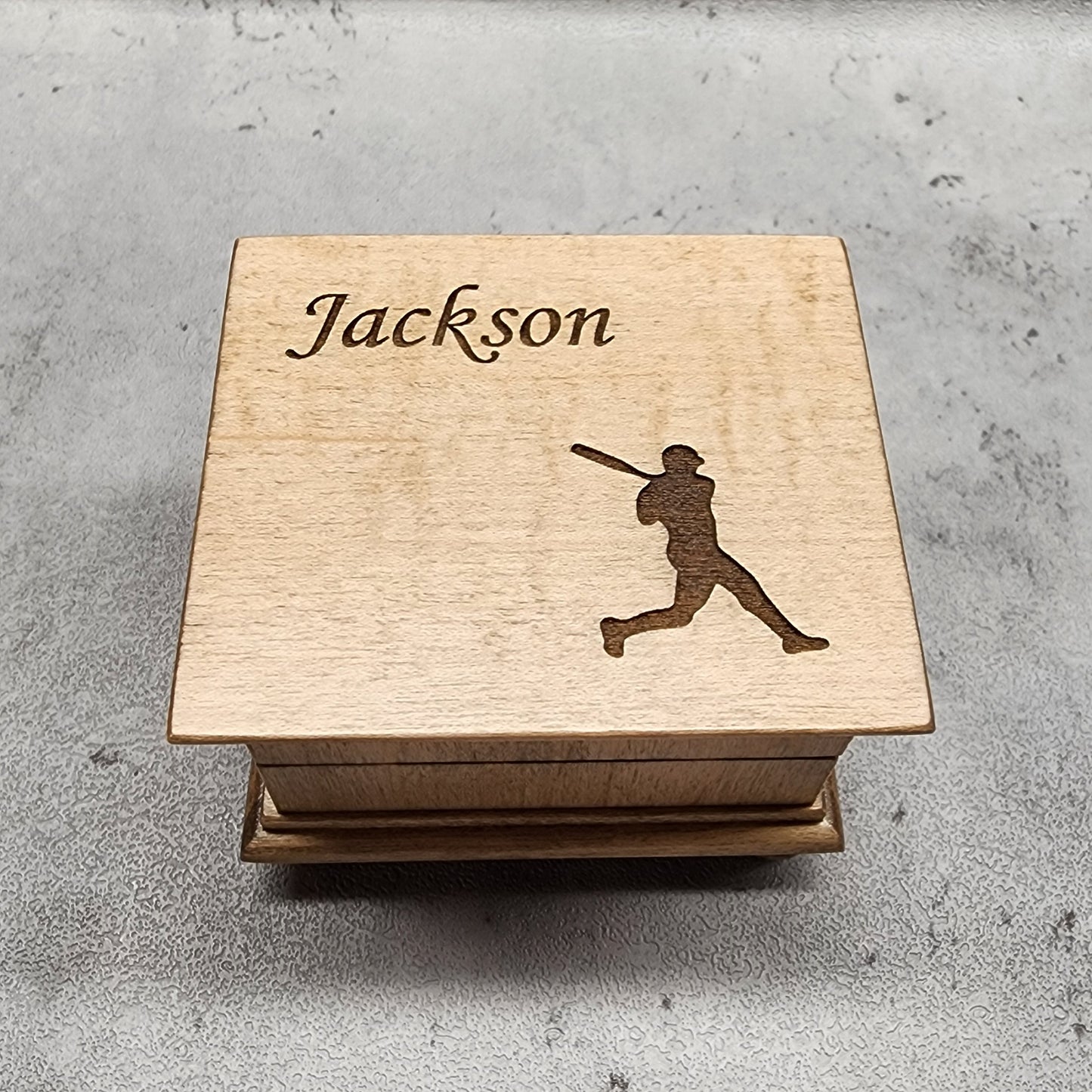 Baseball Music Box with name on top, choose color and song, personalize
