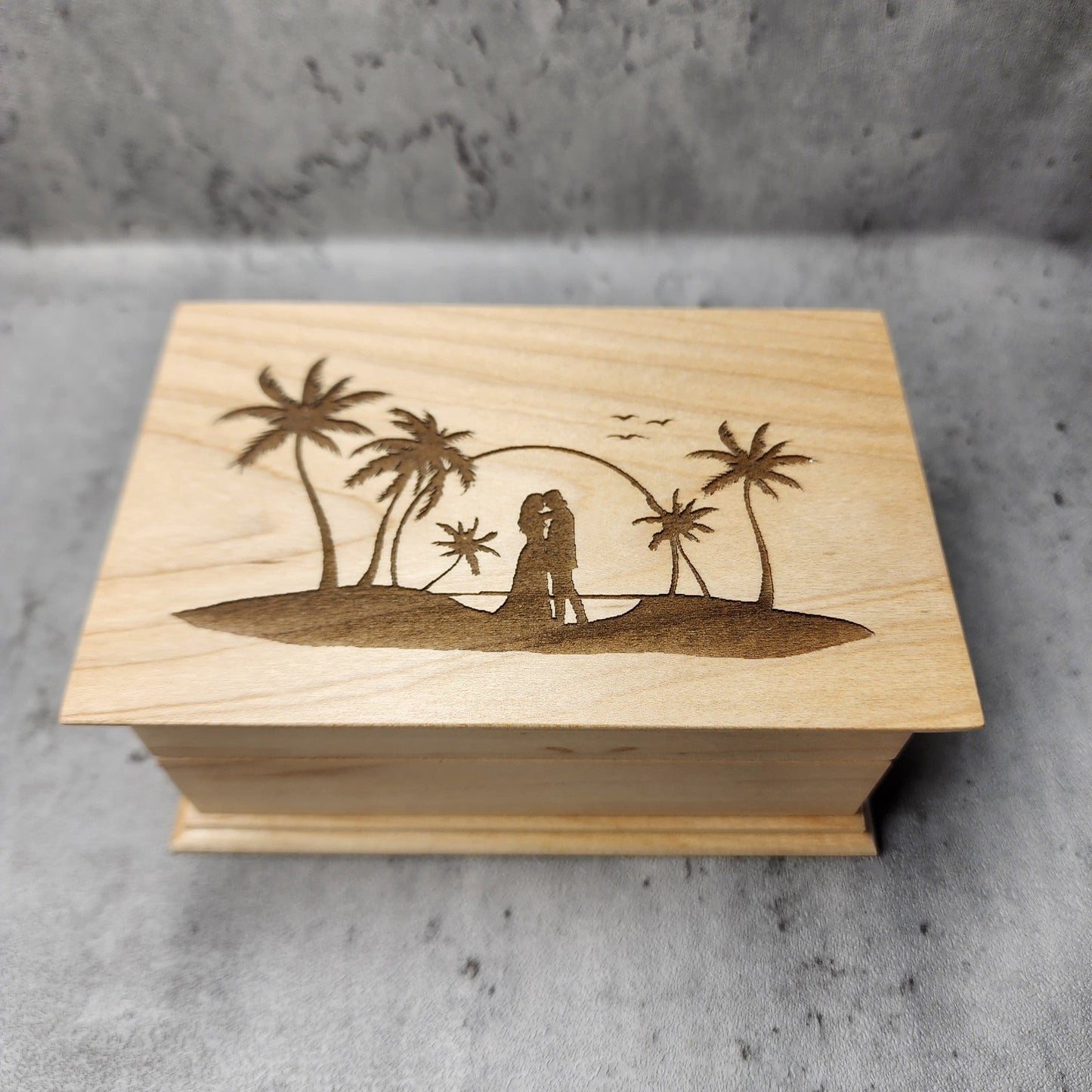 Sunset Beach Wedding Jewelry Box with Music, choose color and song