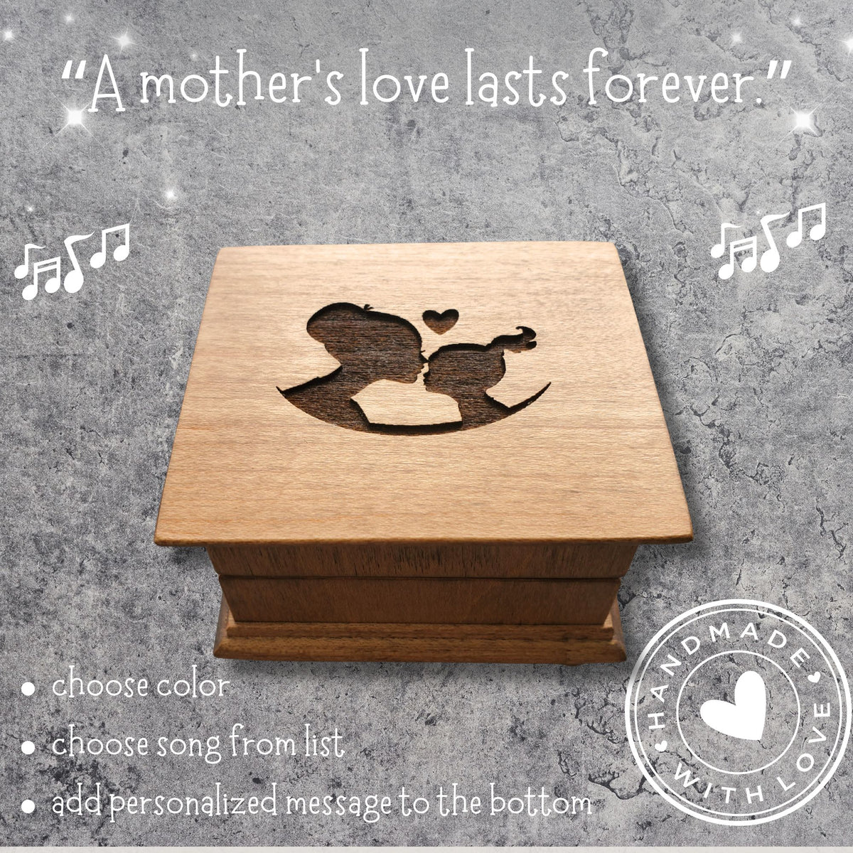 Mom & Daughter Music Box – Personalized Wind Up Music Box with Your Choice of Song