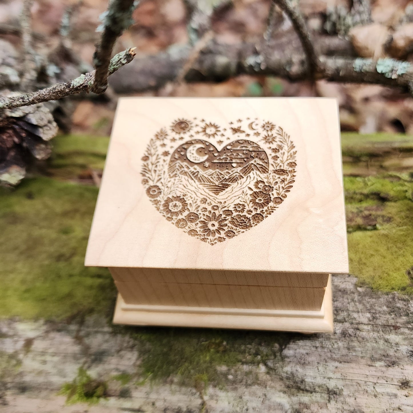 Mountain Heart music box, choose color and song, add personalized message