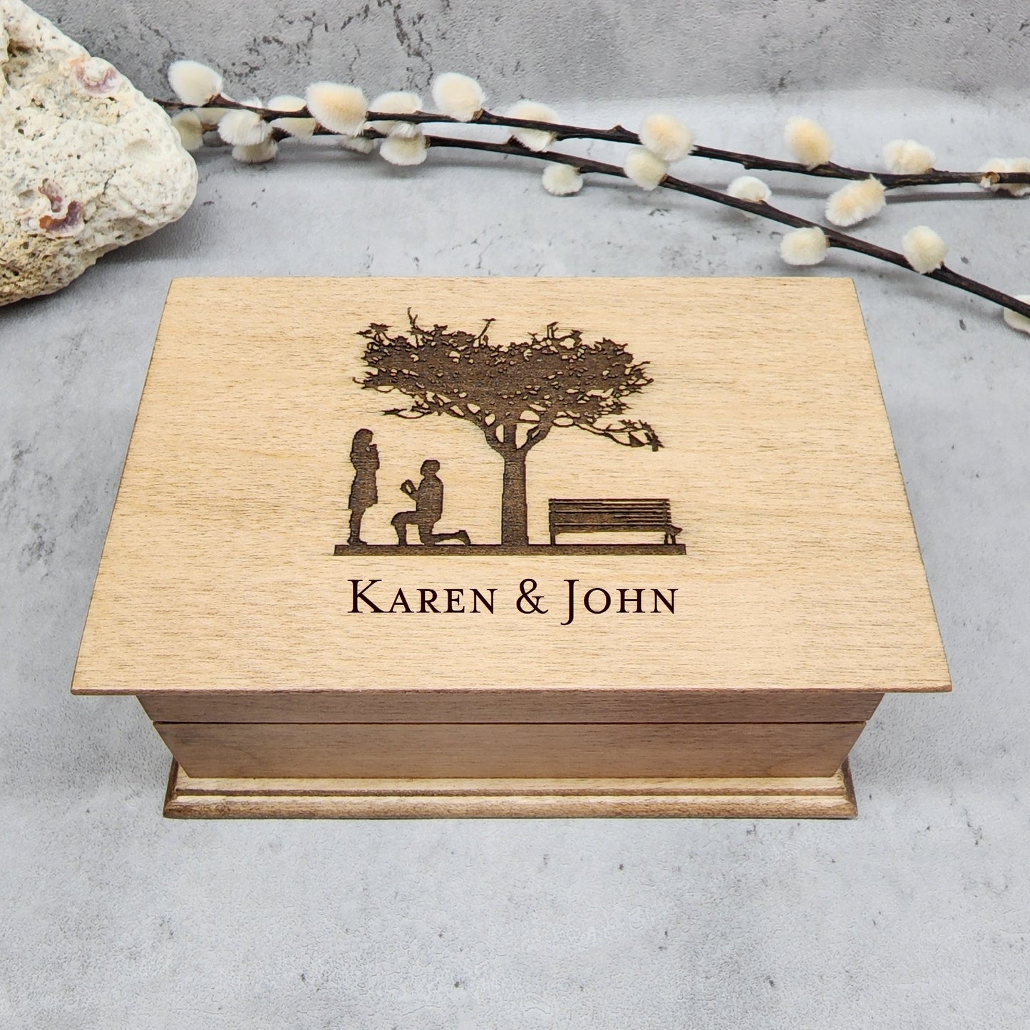 Proposal Jewelry Box with names engraved on top, choose color and song
