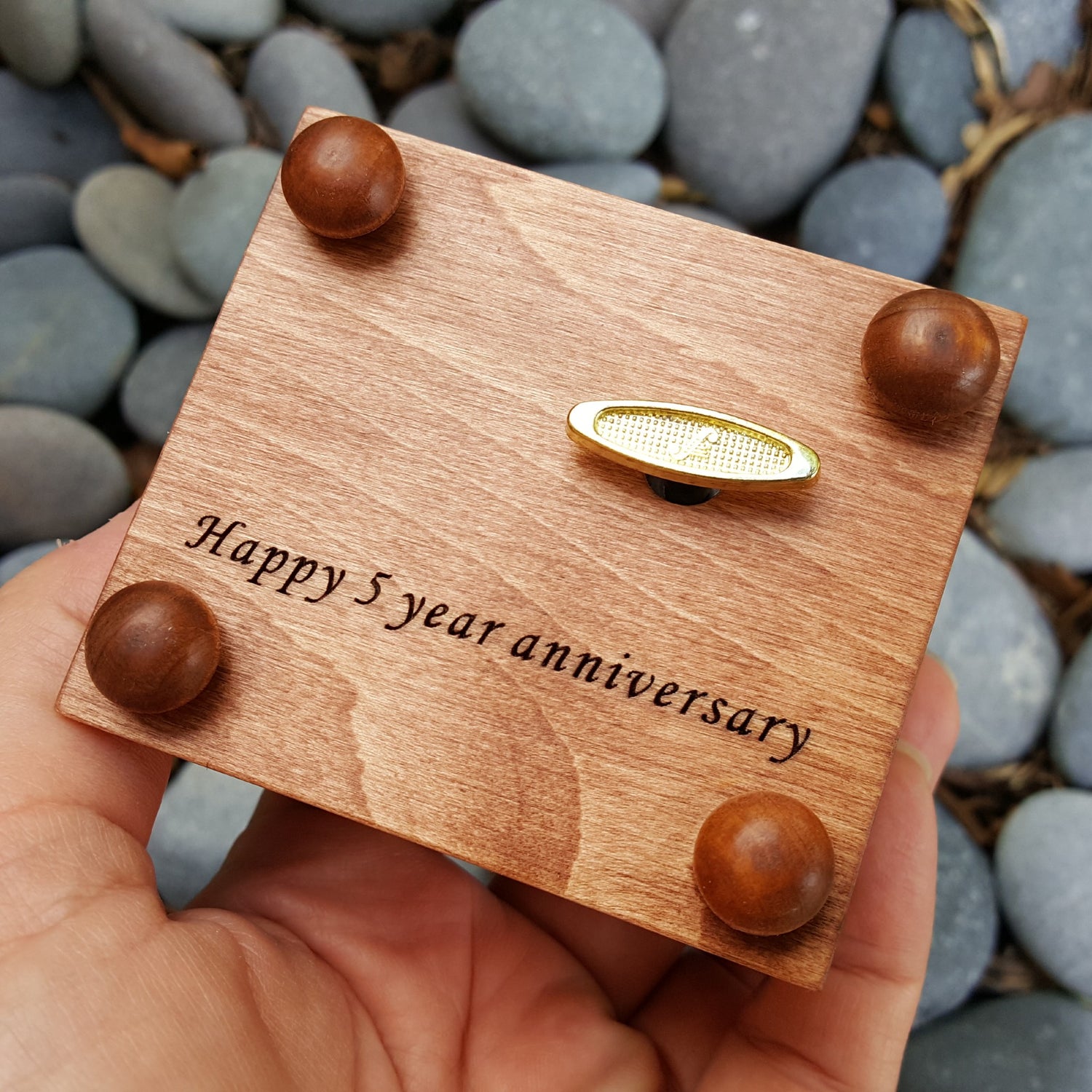 Happy 5th anniversary, music box engraving personalized