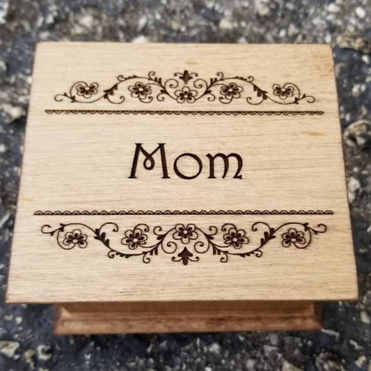 Mom music box, engraved music box for Mom, You are my sunshine, I will always love you, Wind beneath my wings, 