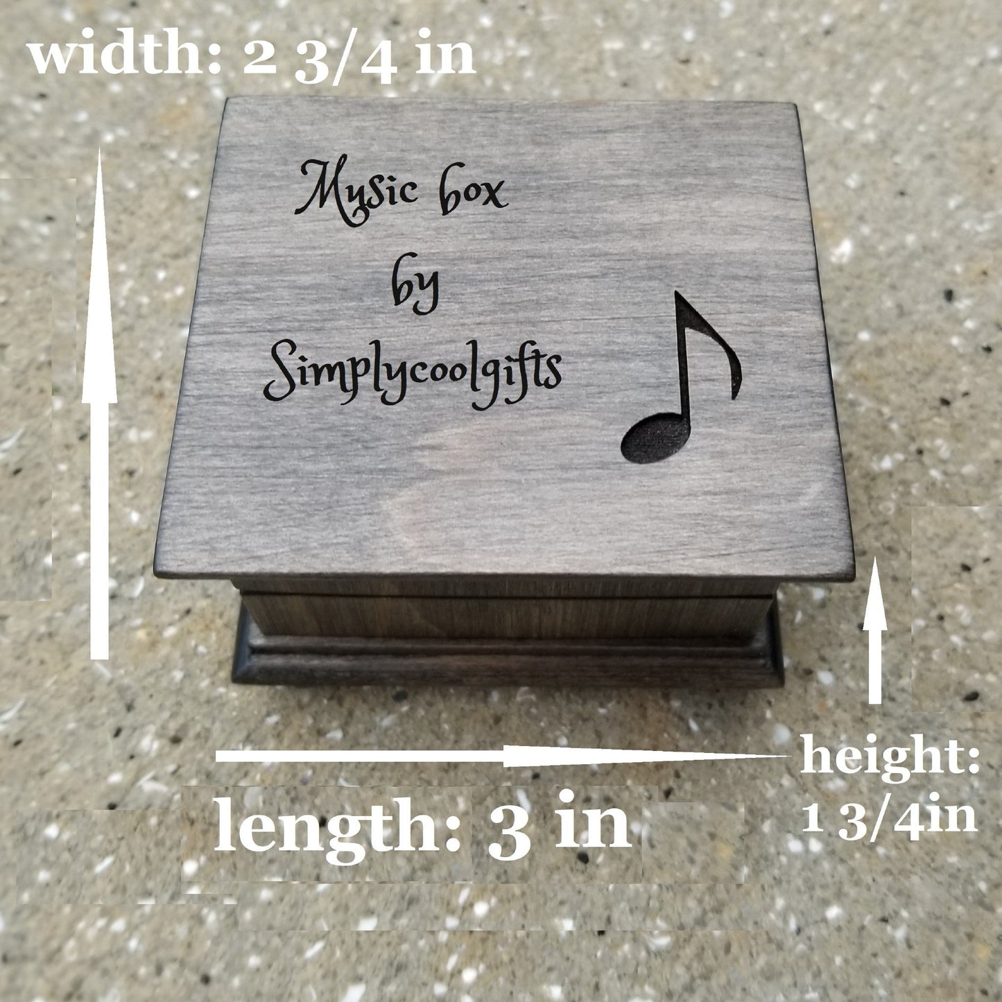music box sizing info at Simplycoolgift