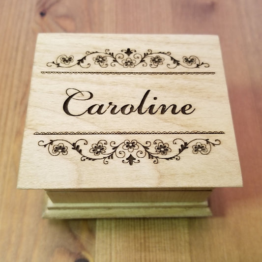 music box name engraved, song and color