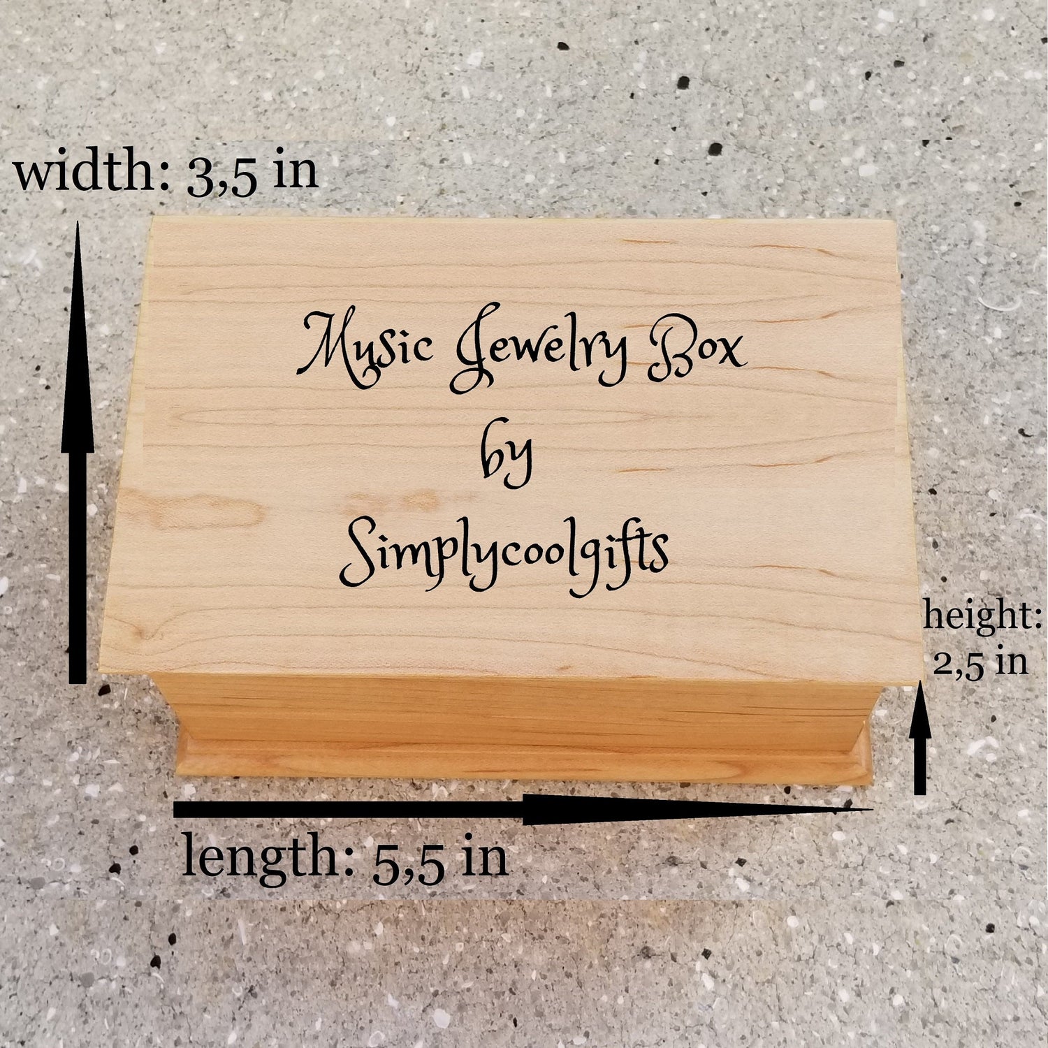jewelry box size information