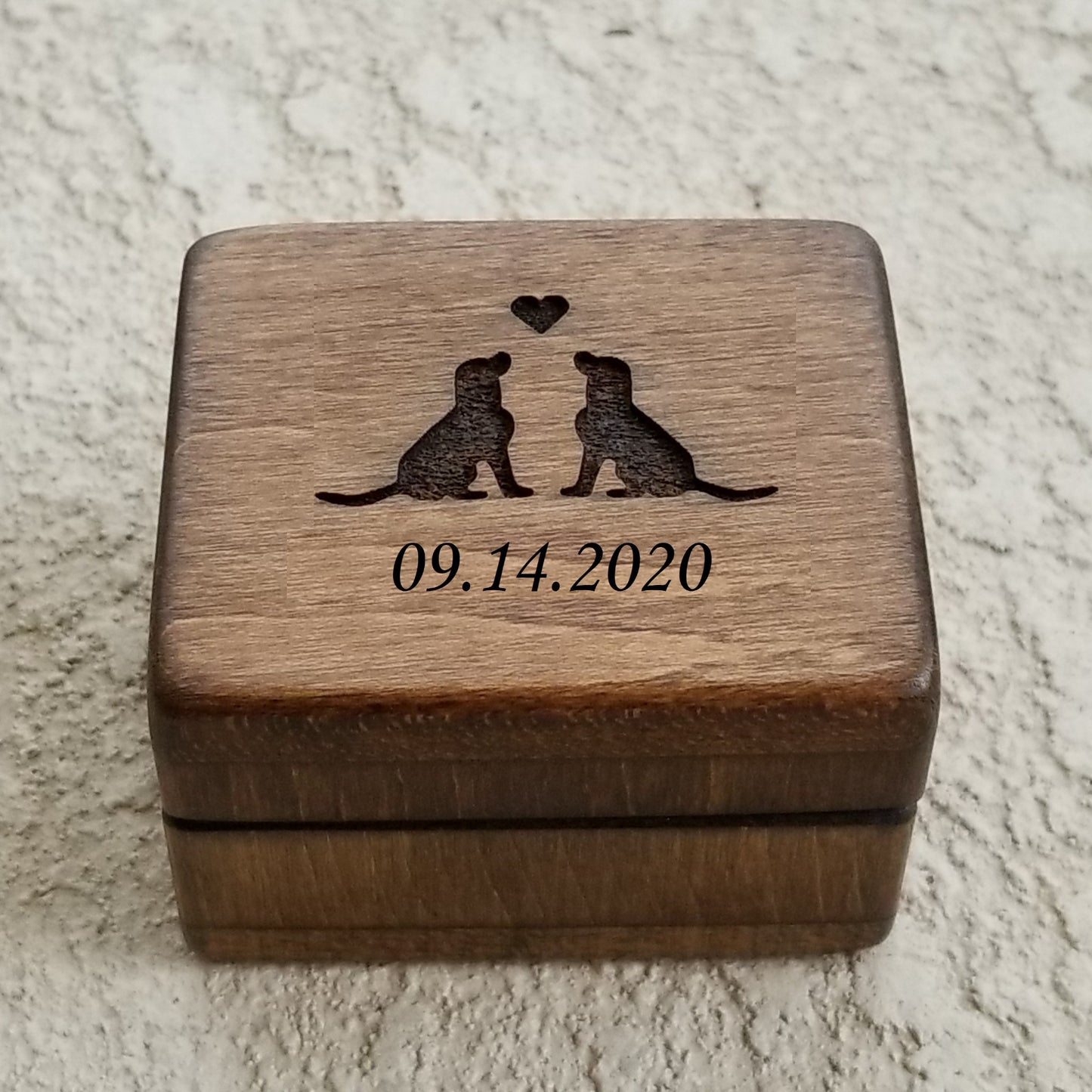Wooden Ring box with labradors, personalized, monogrammed