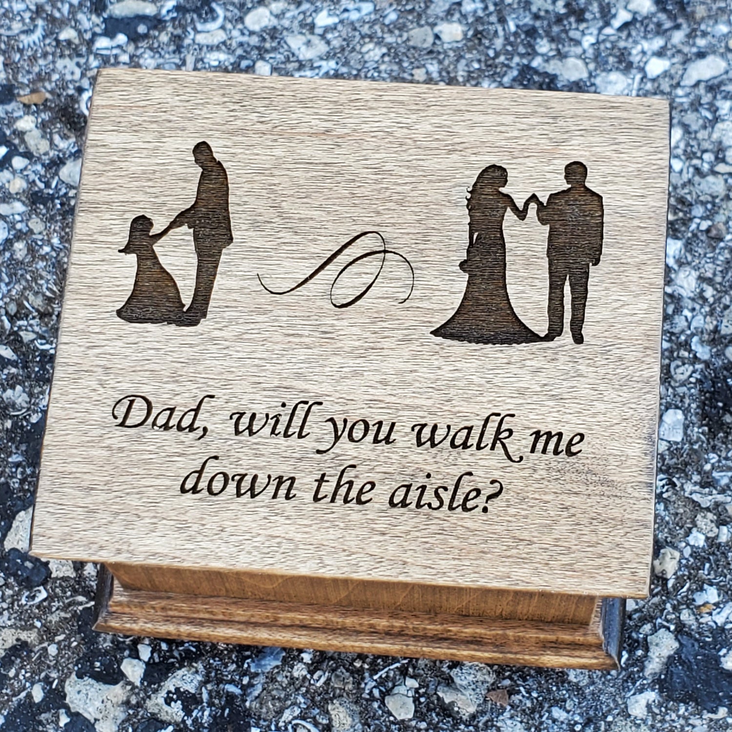 Will you walk me down the aisle engraved music box with dad and daughter image, choose color and song