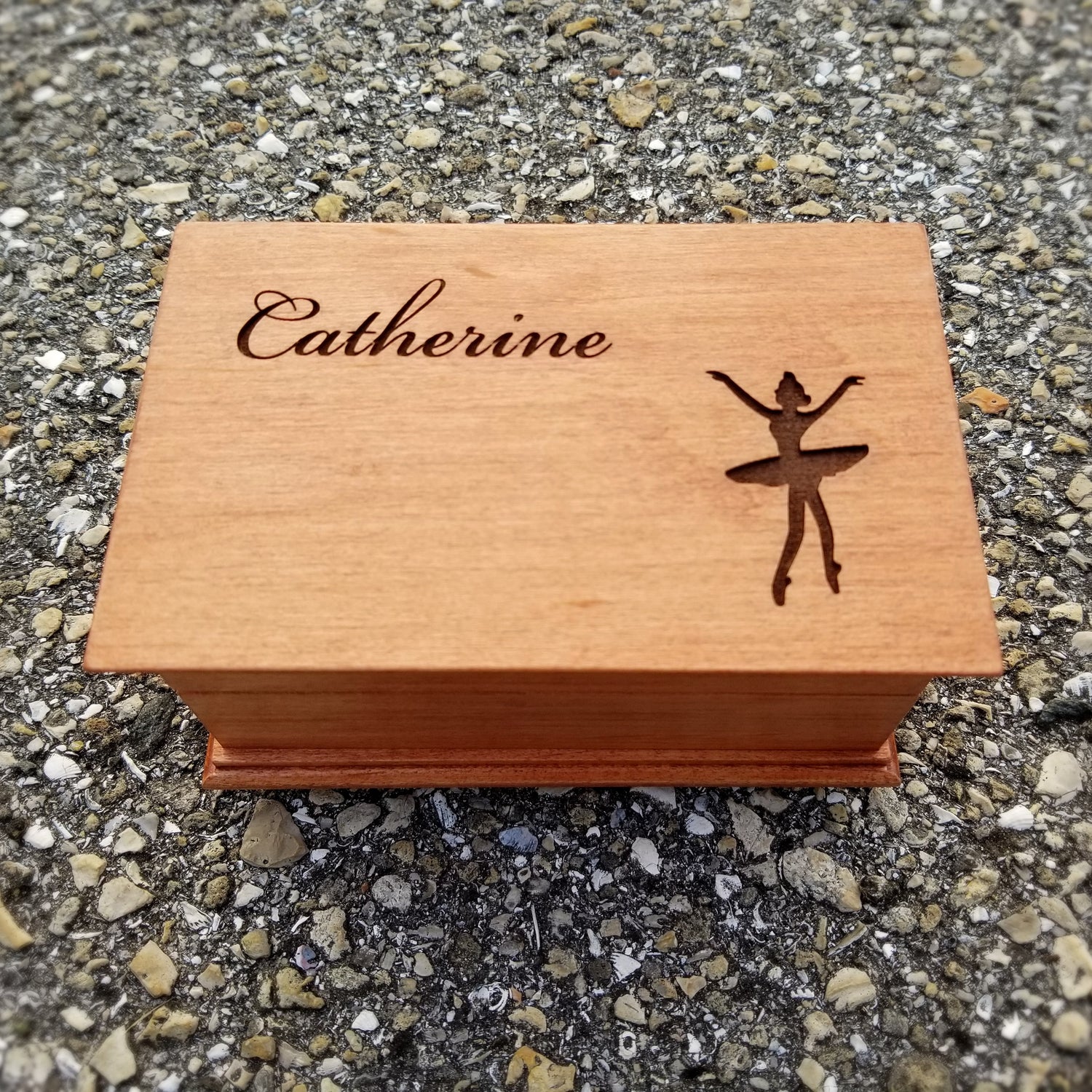 ballerina jewelry box with name engraving on top, choose color and song, add personalized engraving