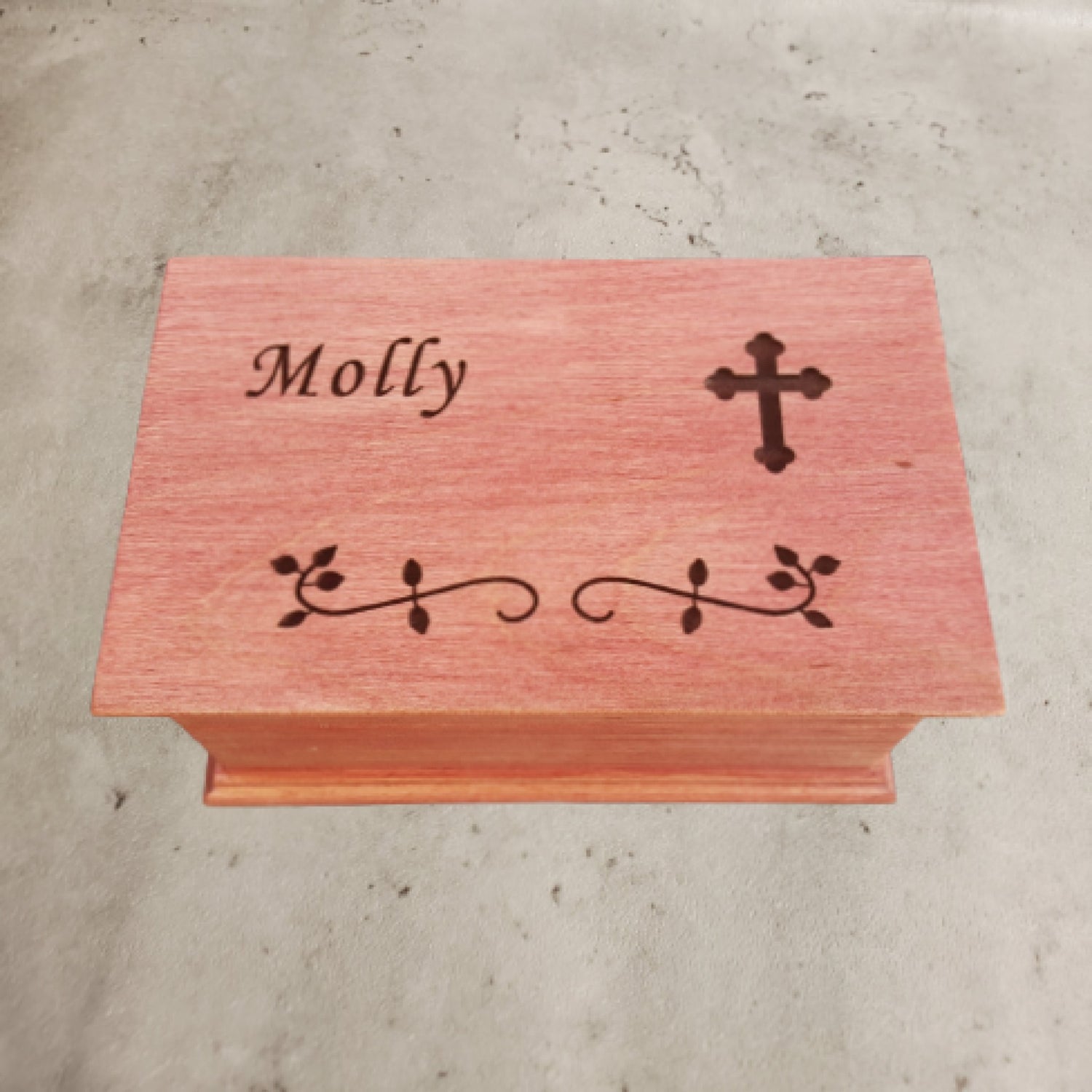 cross engraved keepsake box with name