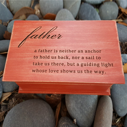 Keepsake box custom made with a Father quote engraved on top, choose color and song