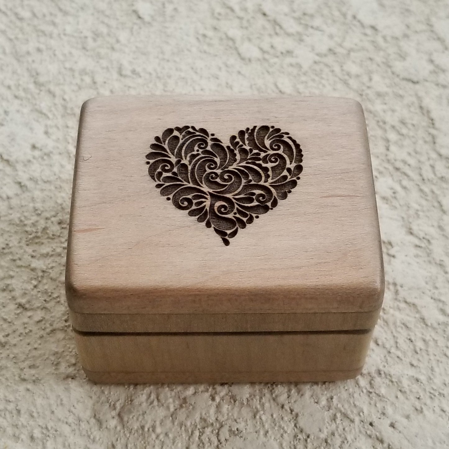 heart box, engagement box heart engraved on top