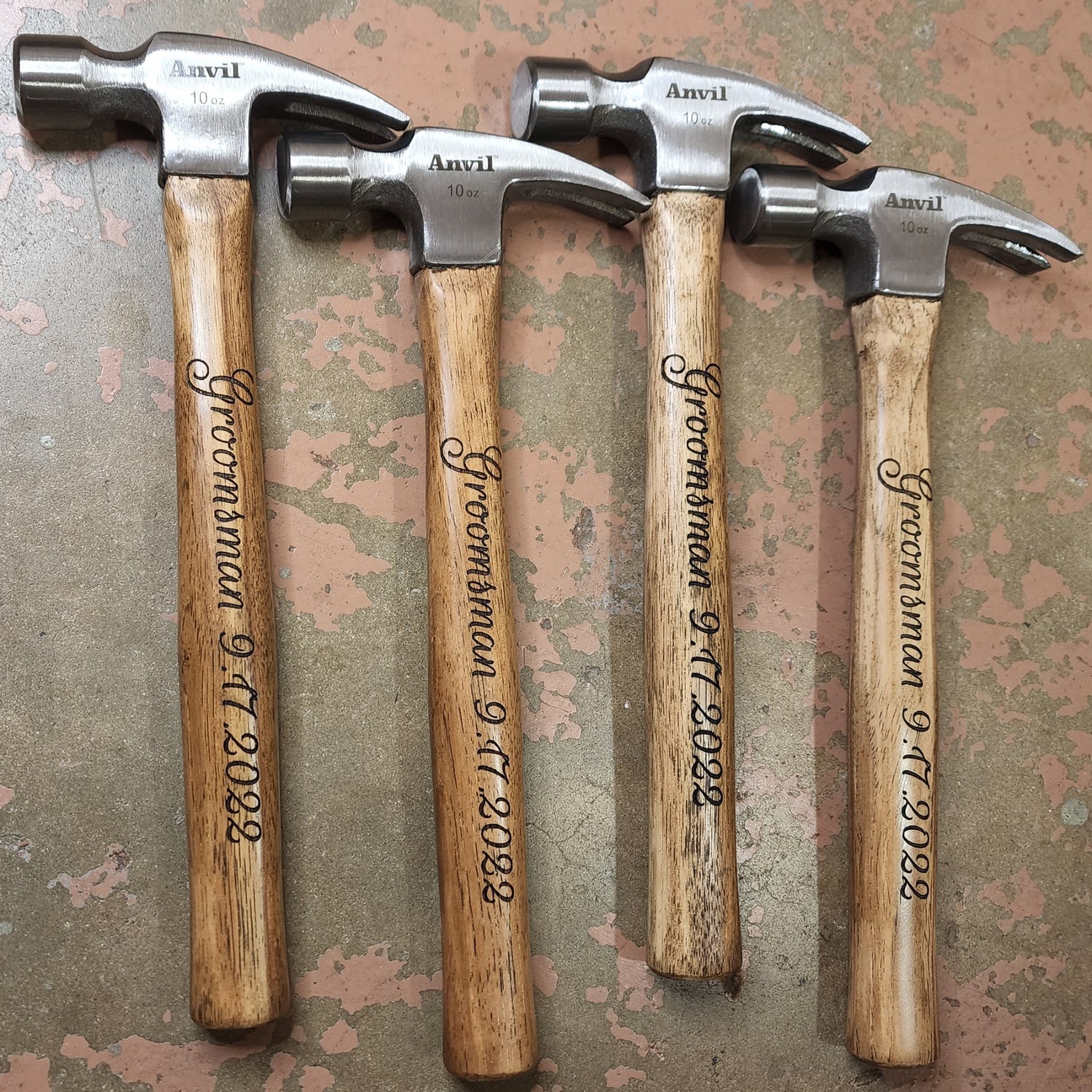 Groomsmen gift idea, Custom Engraved Hammers with Groomsmen and date on 1 side, their names on the other side