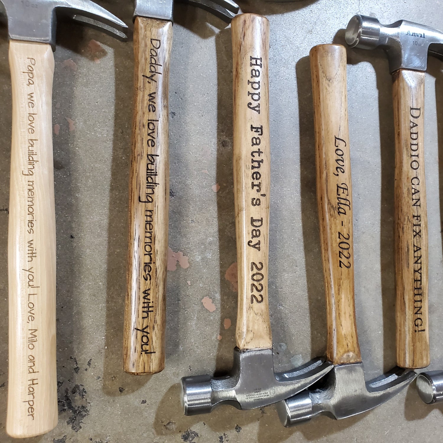 Father's Day gift idea, engraved hammer with your quote on 1 side and your names on the other side
