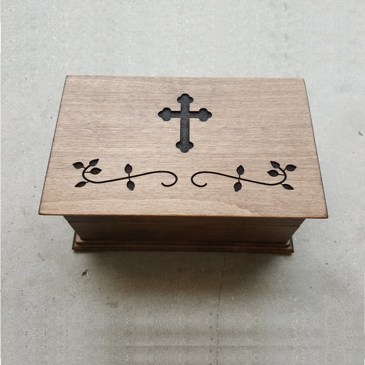 Baptism Keepsake Box with cross engraving on the top, choose color and song, personalize